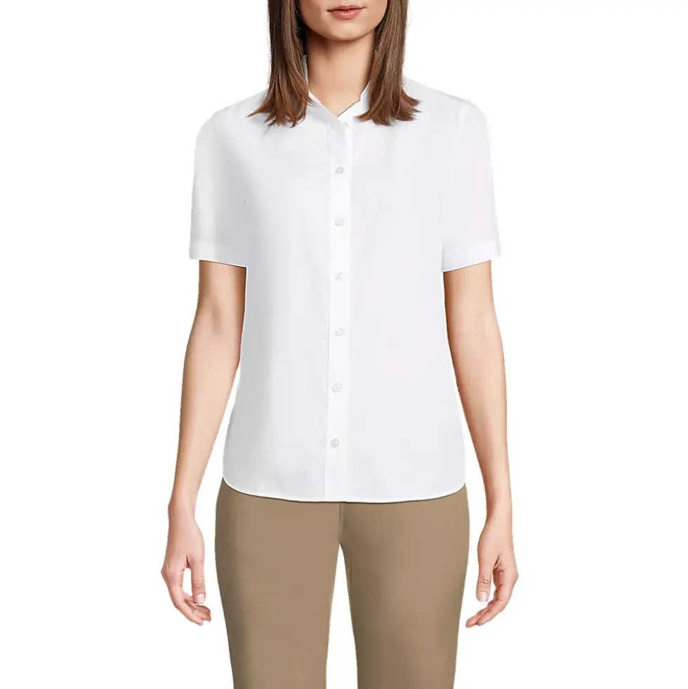 Women's Petite Short Sleeve Broadcloth Shirt