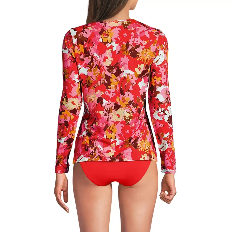 Women's Petite SunShade UPF 50 Long Sleeve Rash Guard Swim Tee