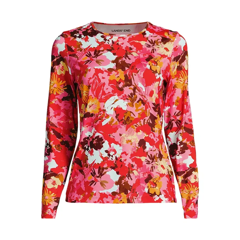 Women's Petite SunShade UPF 50 Long Sleeve Rash Guard Swim Tee
