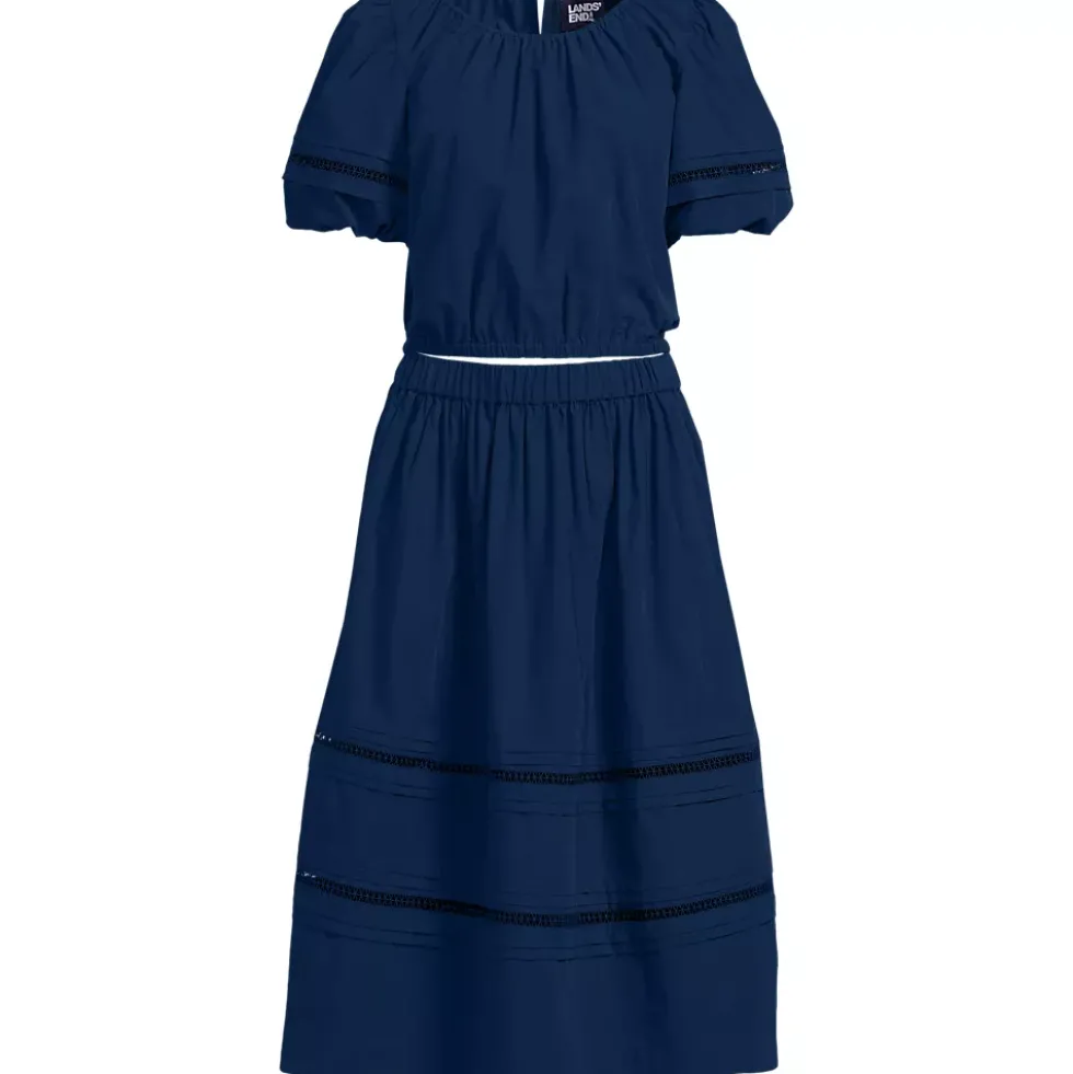 Women's Pintuck Puff Sleeve Skirt Set