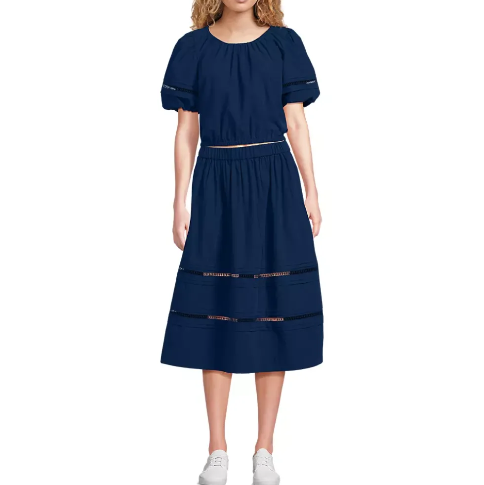 Women's Pintuck Puff Sleeve Skirt Set