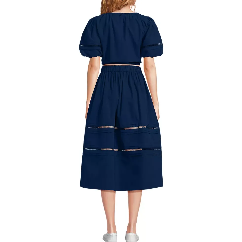 Women's Pintuck Puff Sleeve Skirt Set