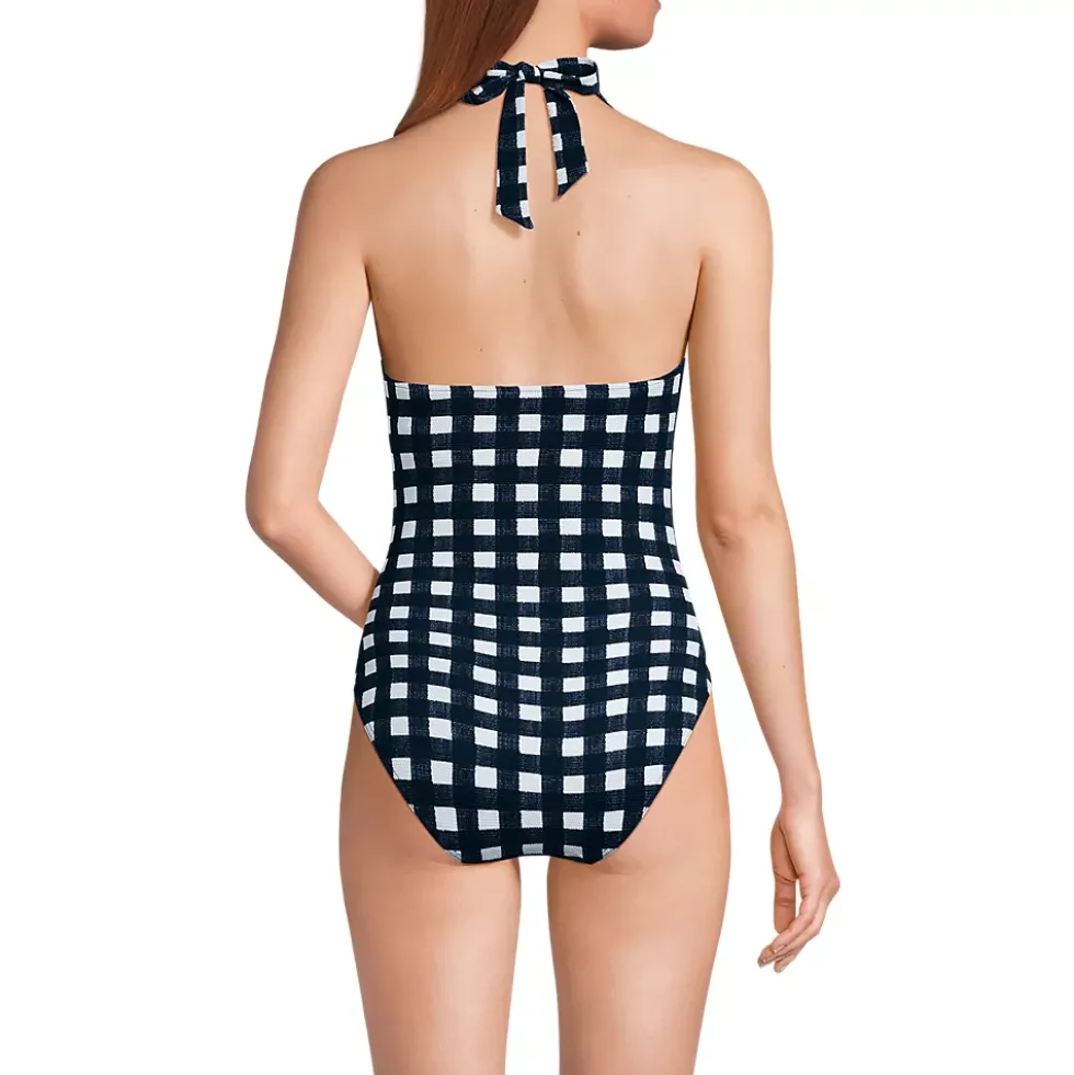 Women's Pique Knot Twist Halter One Piece