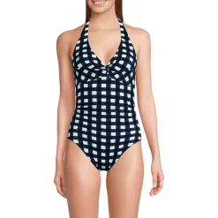 Women's Pique Knot Twist Halter One Piece