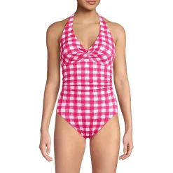 Women's Pique Knot Twist Halter One Piece