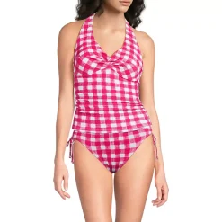 Women's Pique Knot Twist Halter Tankini Top