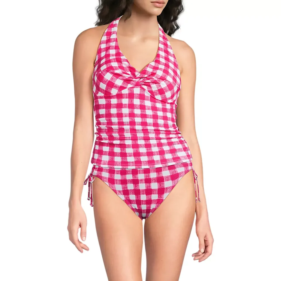 Women's Pique Knot Twist Halter Tankini Top