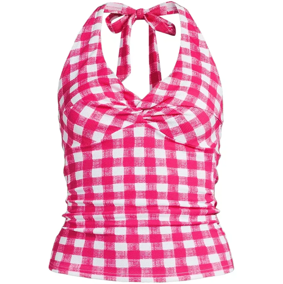 Women's Pique Knot Twist Halter Tankini Top