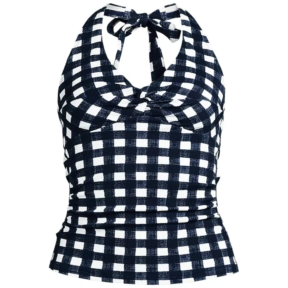 Women's Pique Knot Twist Halter Tankini Top