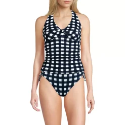 Women's Pique Knot Twist Halter Tankini Top
