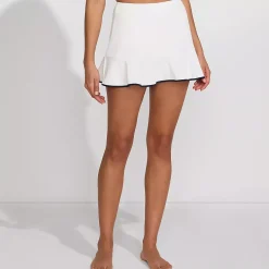 Women's Pique Ruffle Hem Mini Swim Skirt