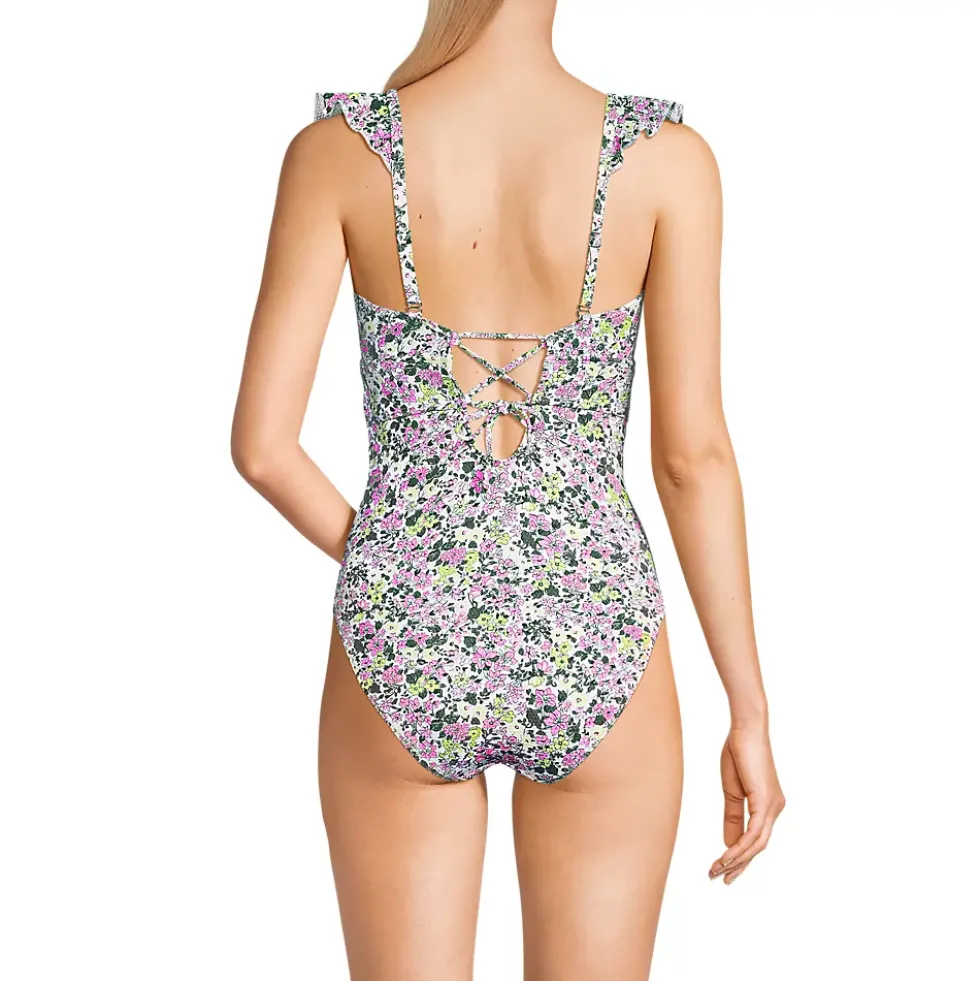 Women's Pique Ruffle One Piece Swimsuit