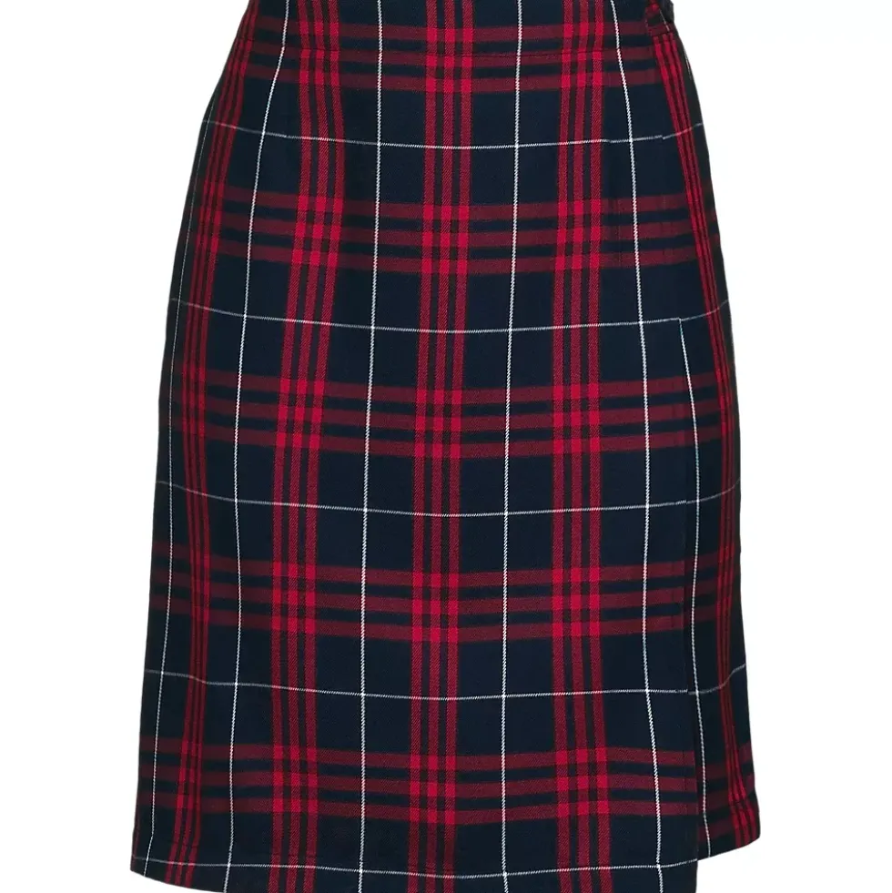 Women's Plaid A Line Tab Skort Top of Knee