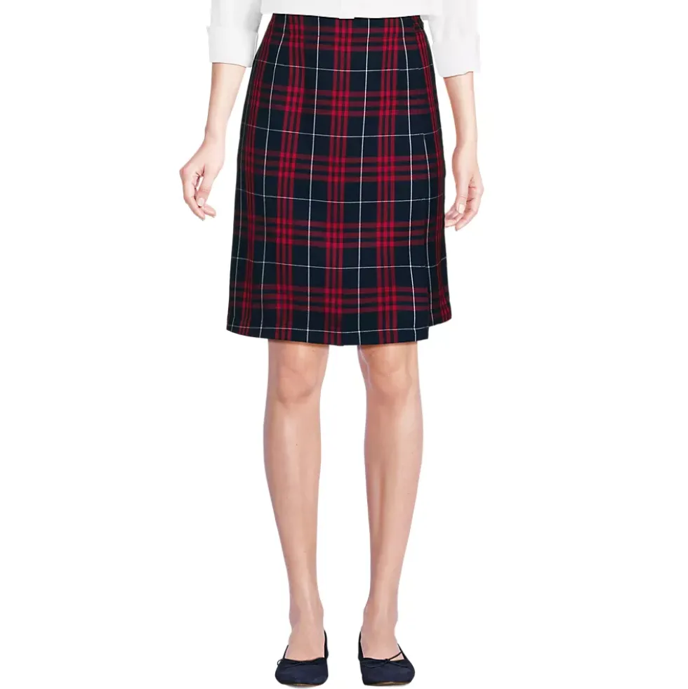 Women's Plaid A Line Tab Skort Top of Knee