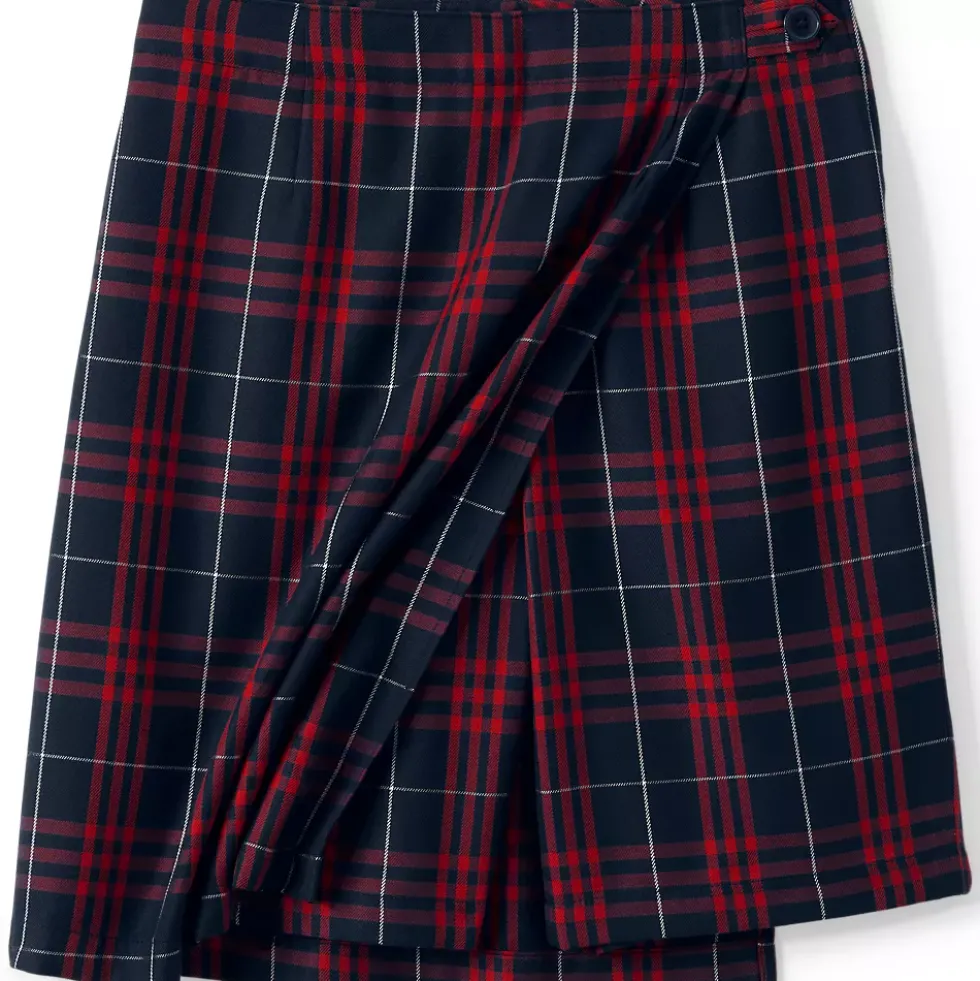 Women's Plaid A Line Tab Skort Top of Knee