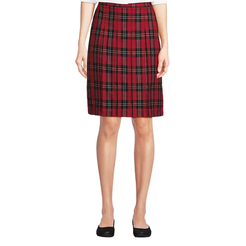 Women's Plaid Box Pleat Skirt Top of the Knee