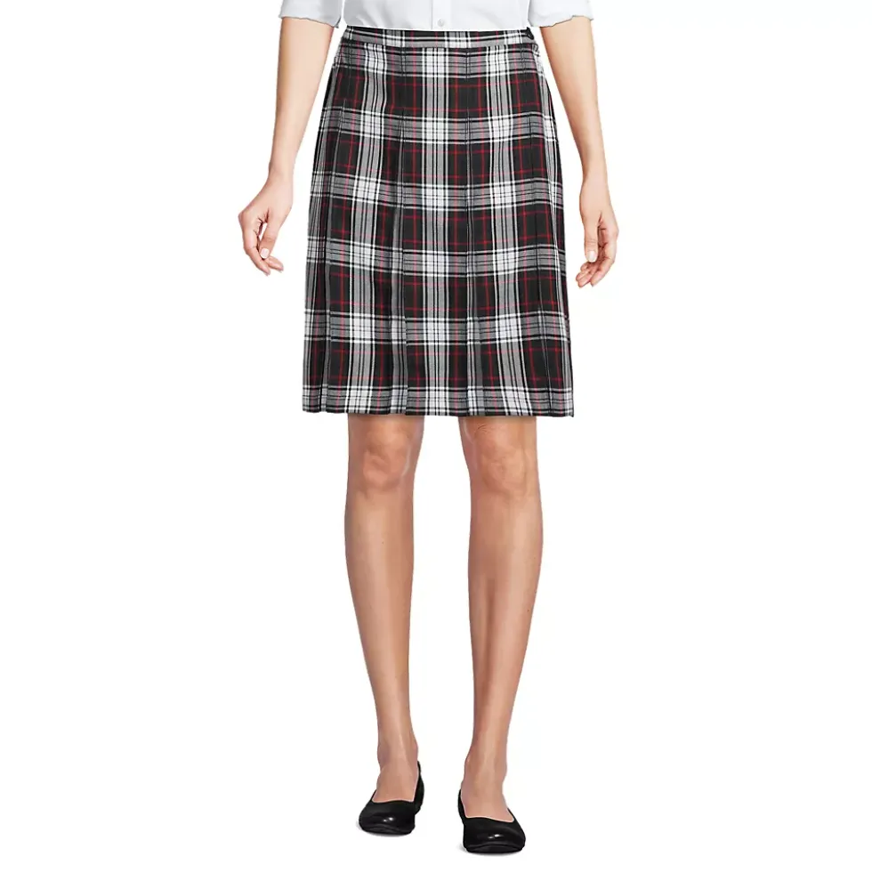 Women's Plaid Box Pleat Skirt Top of the Knee