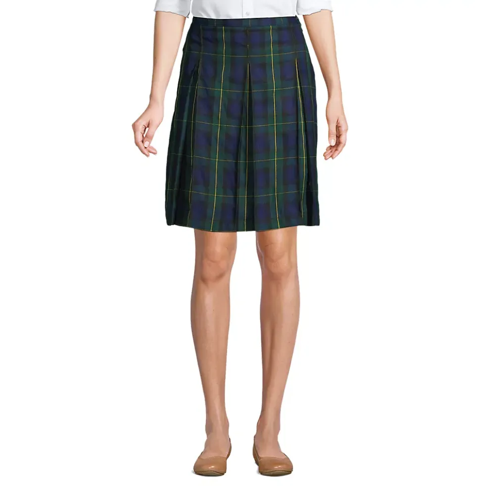 Women's Plaid Box Pleat Skirt Top of the Knee