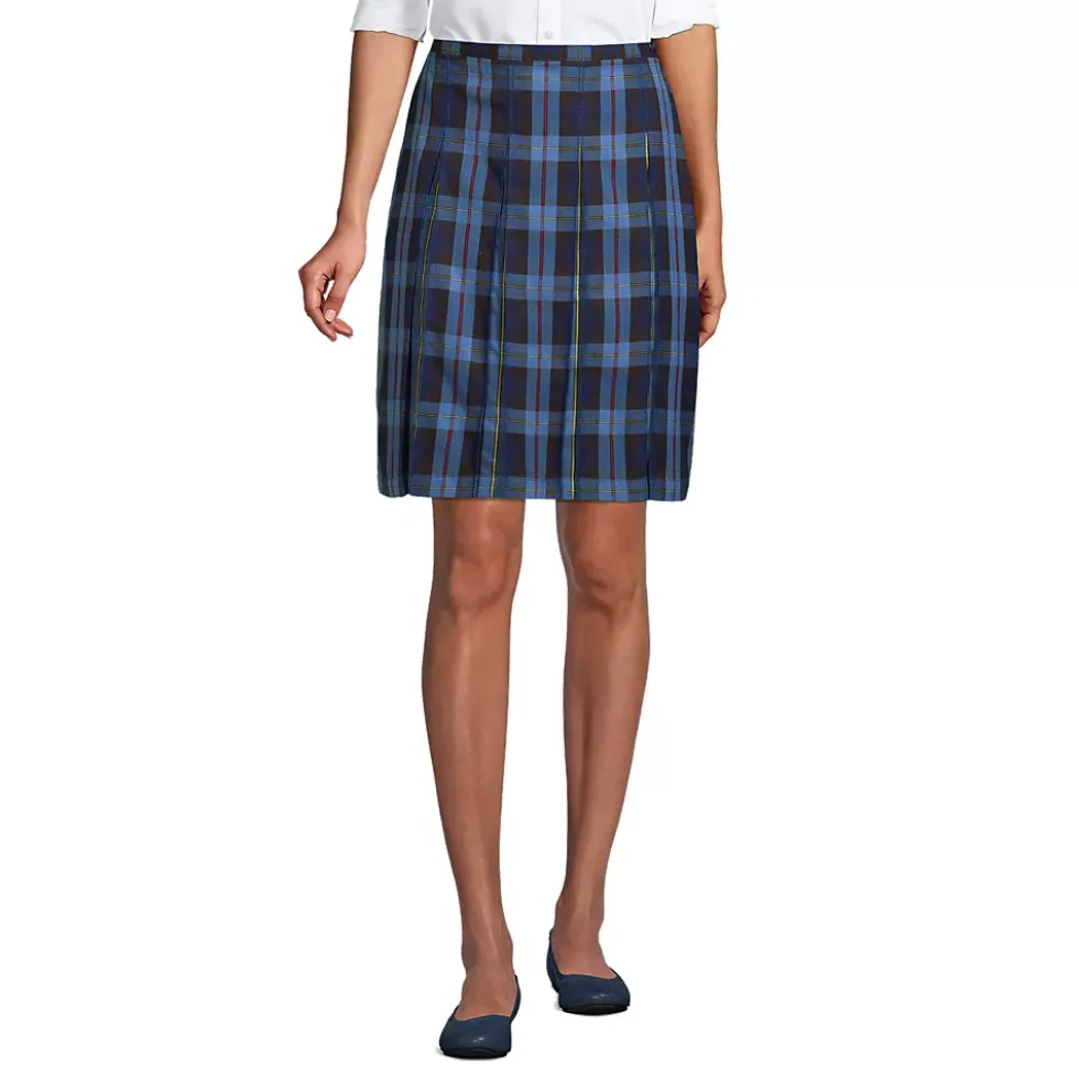 Women's Plaid Box Pleat Skirt Top of the Knee