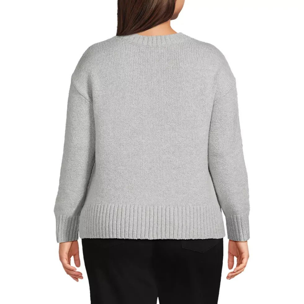 Women's Plus Size Boucle Easy Fit Crew Neck Sweater