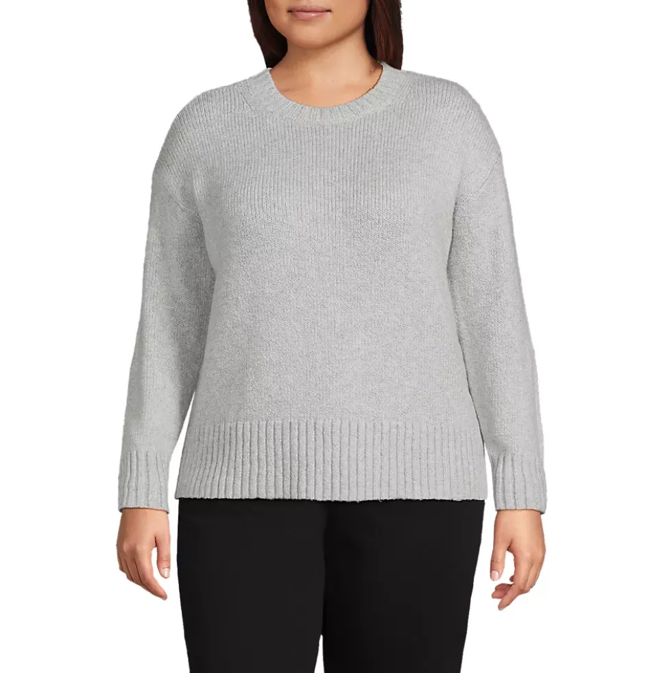 Women's Plus Size Boucle Easy Fit Crew Neck Sweater