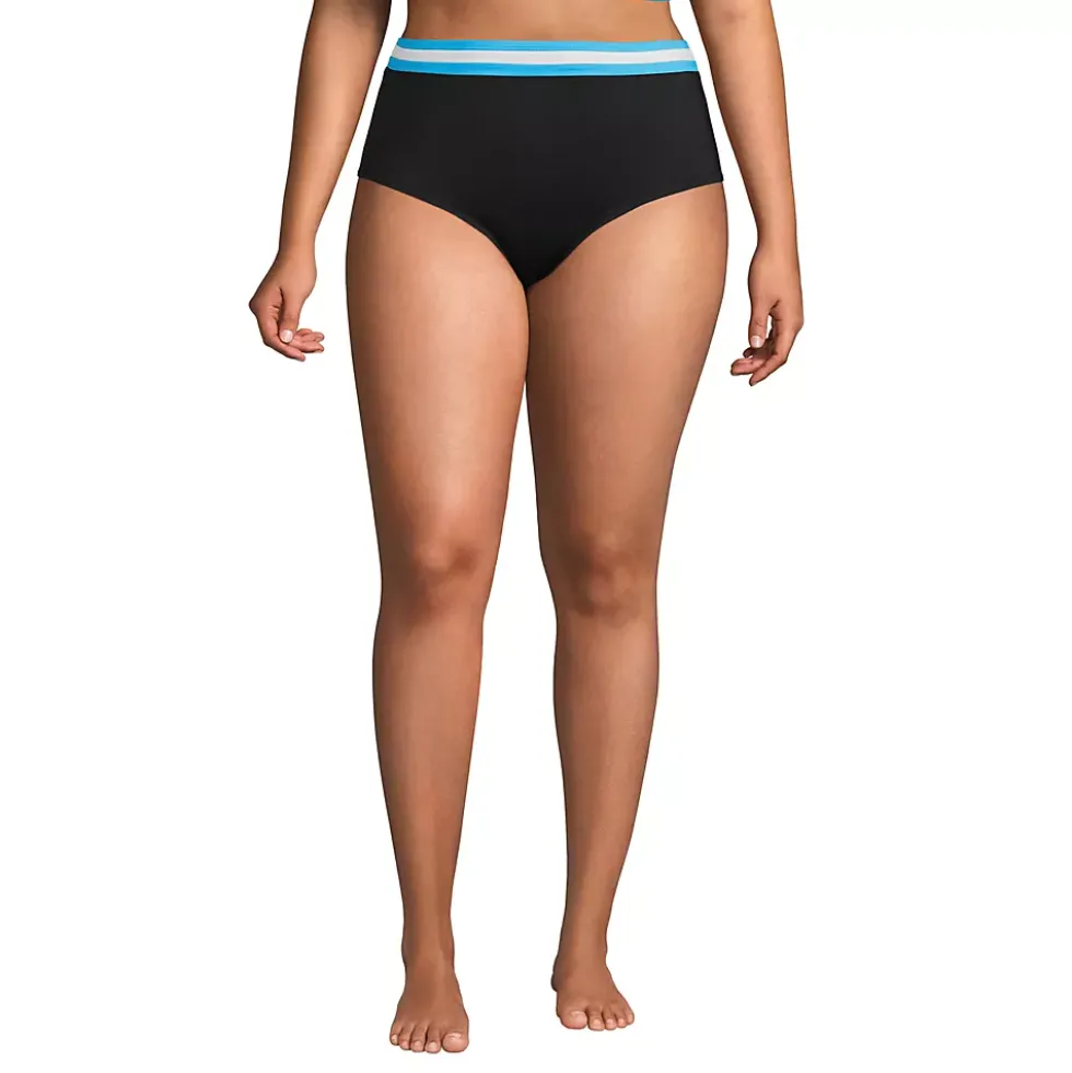 Women's Plus Size Chlorine Resistant Pocket High Waisted Bikini Swim Bottoms