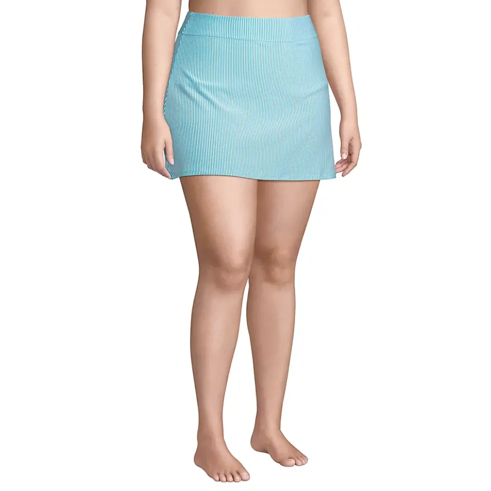 Women's Plus Size Chlorine Resistant Swim Skirt Swim Bottoms Seersucker