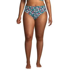 Women's Plus Size Chlorine Resistant Reversible Mid Waist Bikini Bottoms