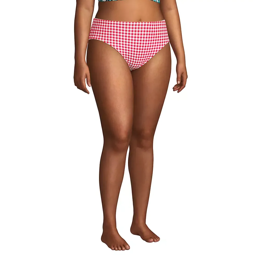 Women's Plus Size Chlorine Resistant Reversible Mid Waist Bikini Bottoms