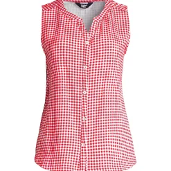 Women's Plus Size Crinkle Knit Button Front Tank