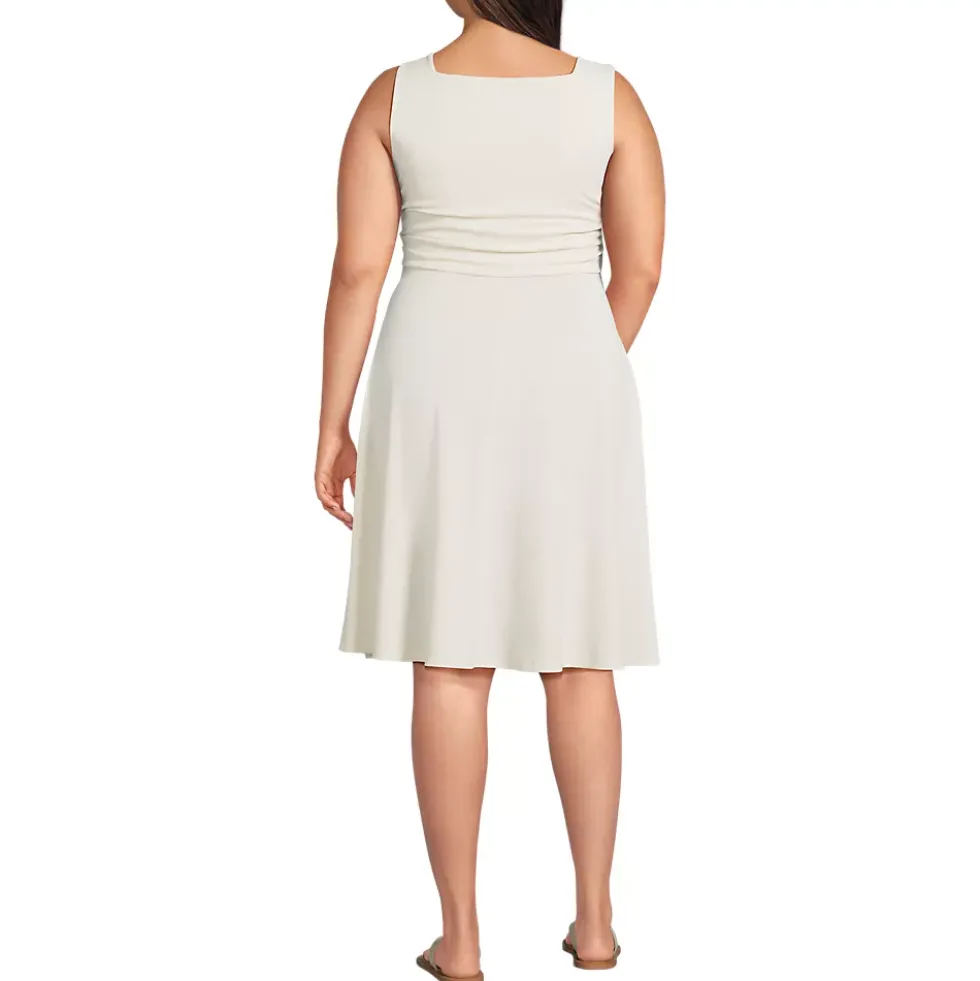 Women's Plus Size Cupro Fit and Flare Sleeveless Dress