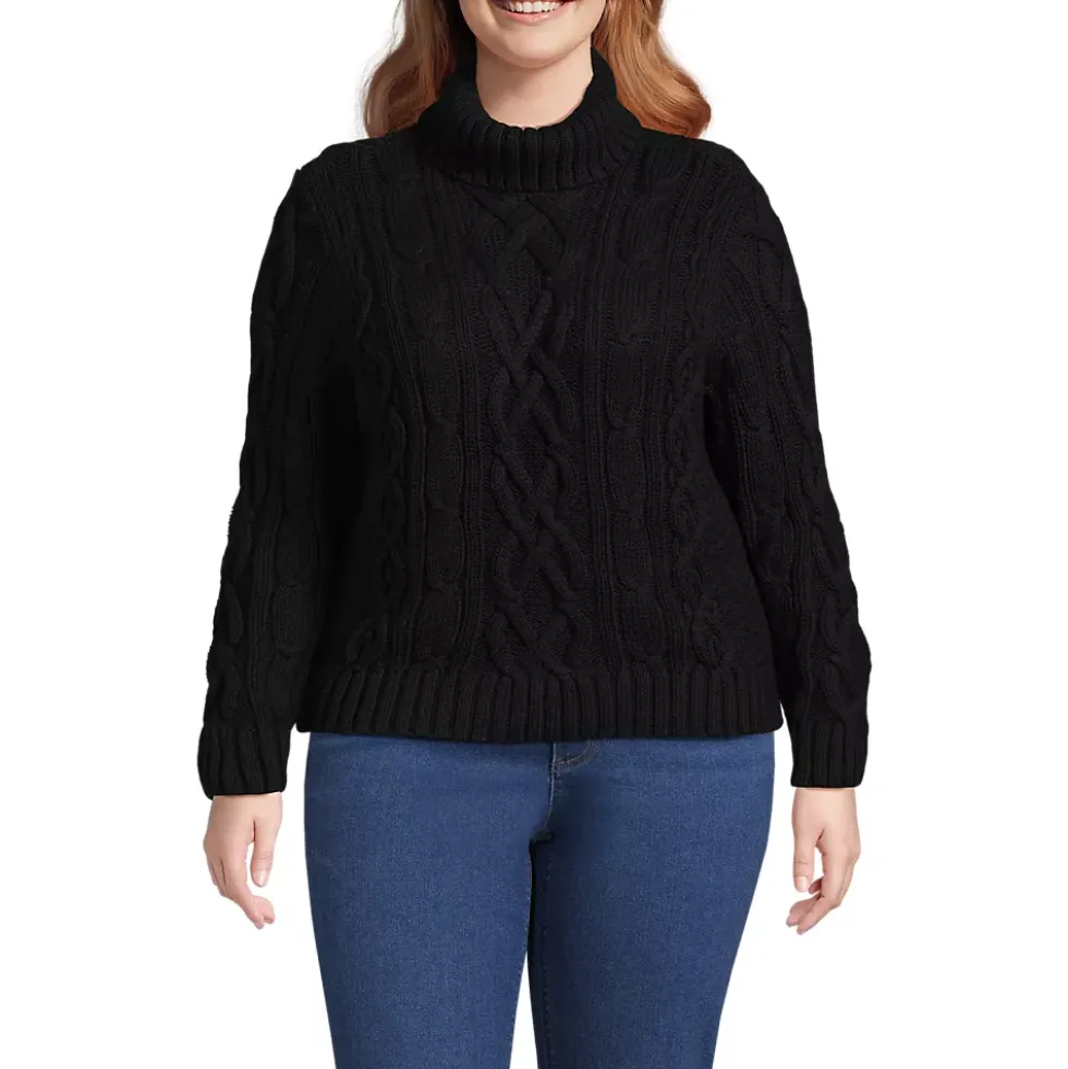 Women's Plus Size Drifter Cable Turtleneck Sweater