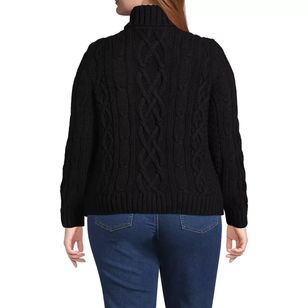 Women's Plus Size Drifter Cable Turtleneck Sweater