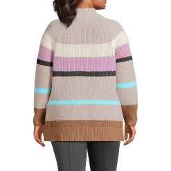 Women's Plus Size Drifter Shaker Easy Fit Mock Neck Tunic Sweater