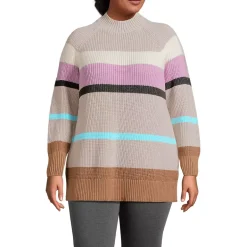Women's Plus Size Drifter Shaker Easy Fit Mock Neck Tunic Sweater