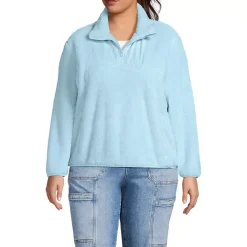 Women's Plus Size Half Zip Cozy Sherpa Fleece Pullover