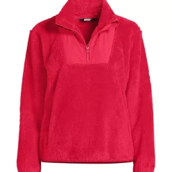 Women's Plus Size Half Zip Cozy Sherpa Fleece Pullover