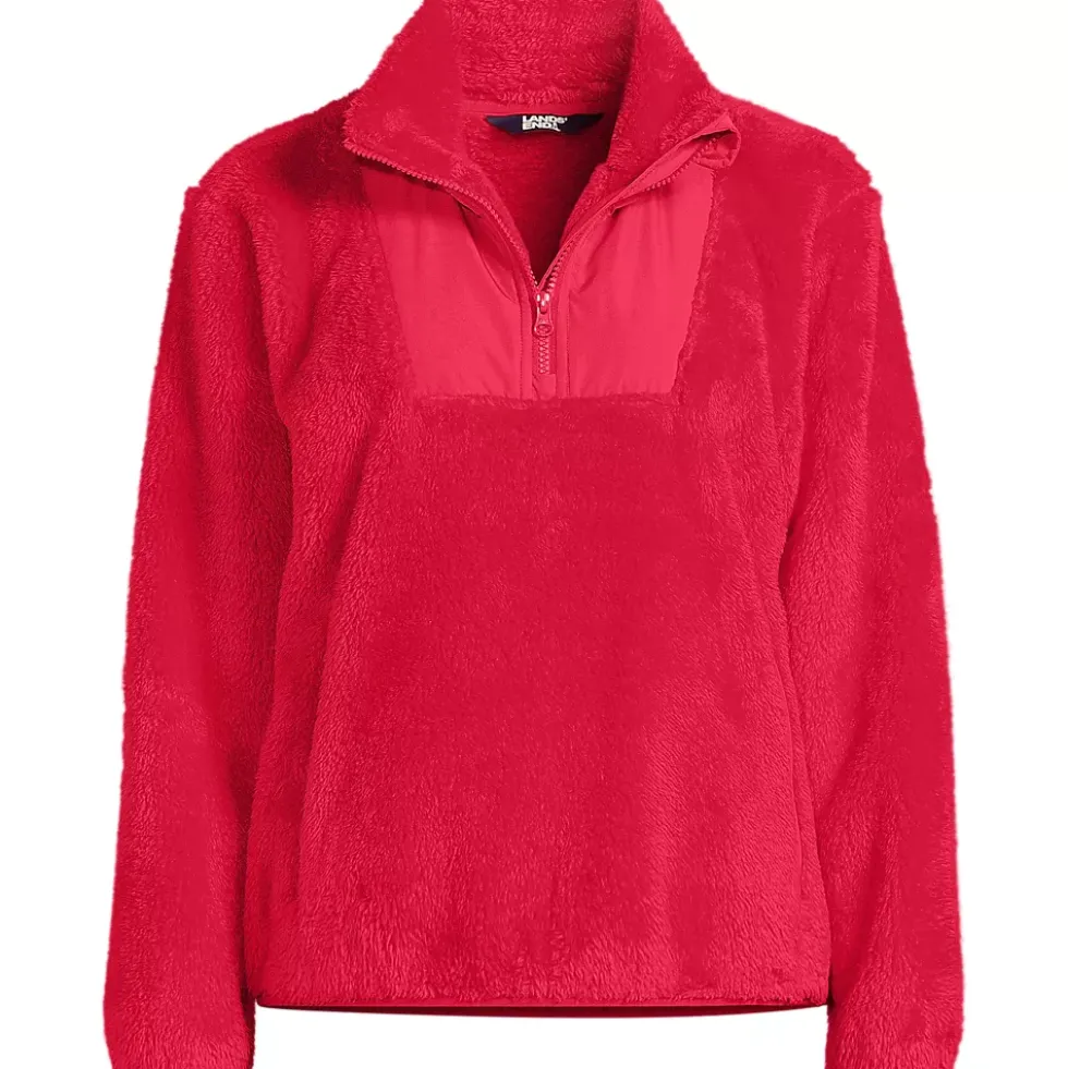Women's Plus Size Half Zip Cozy Sherpa Fleece Pullover
