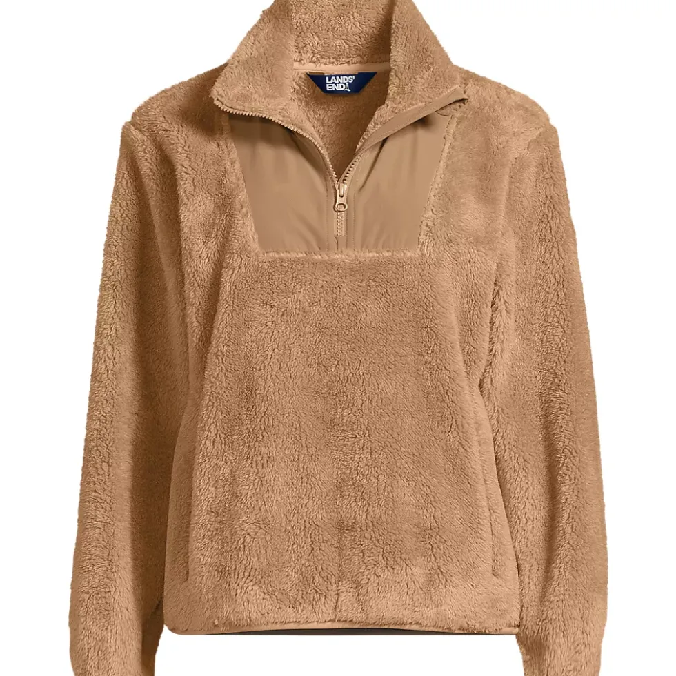 Women's Plus Size Half Zip Cozy Sherpa Fleece Pullover