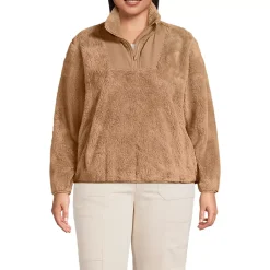 Women's Plus Size Half Zip Cozy Sherpa Fleece Pullover