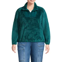 Women's Plus Size Half Zip Cozy Sherpa Fleece Pullover
