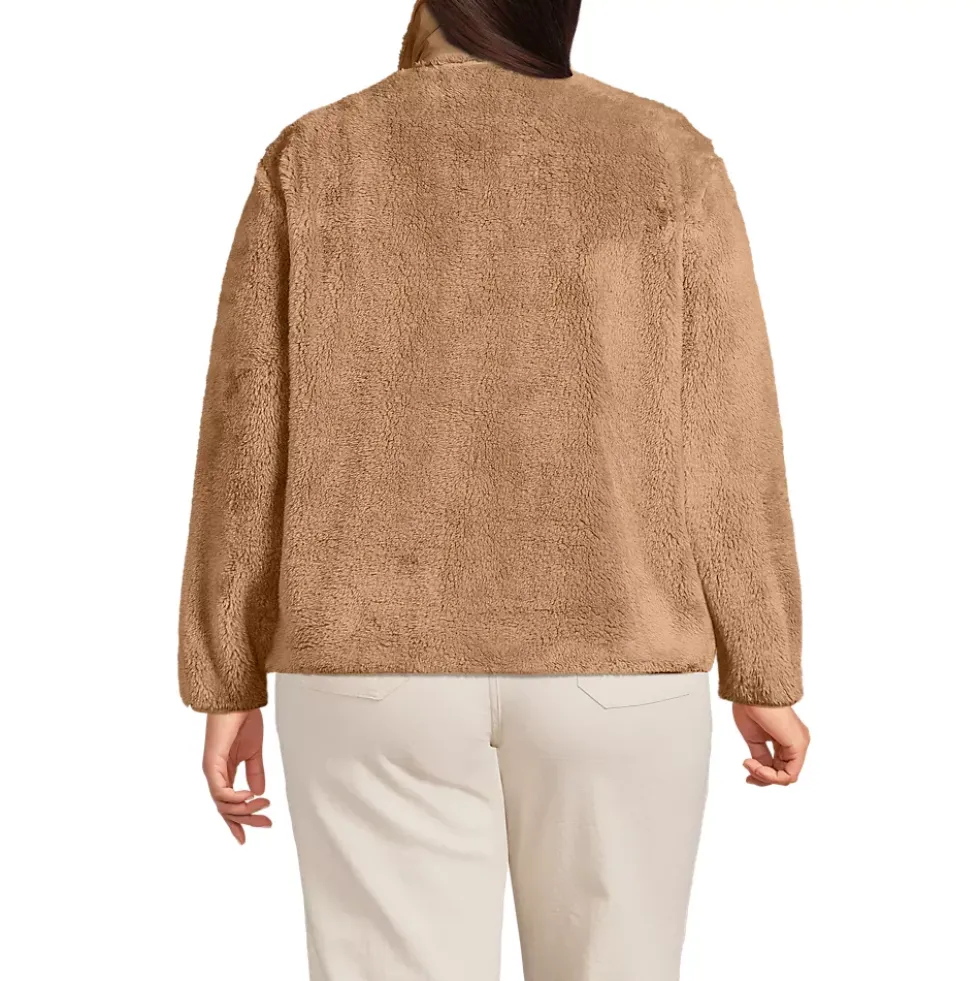 Women's Plus Size Half Zip Cozy Sherpa Fleece Pullover