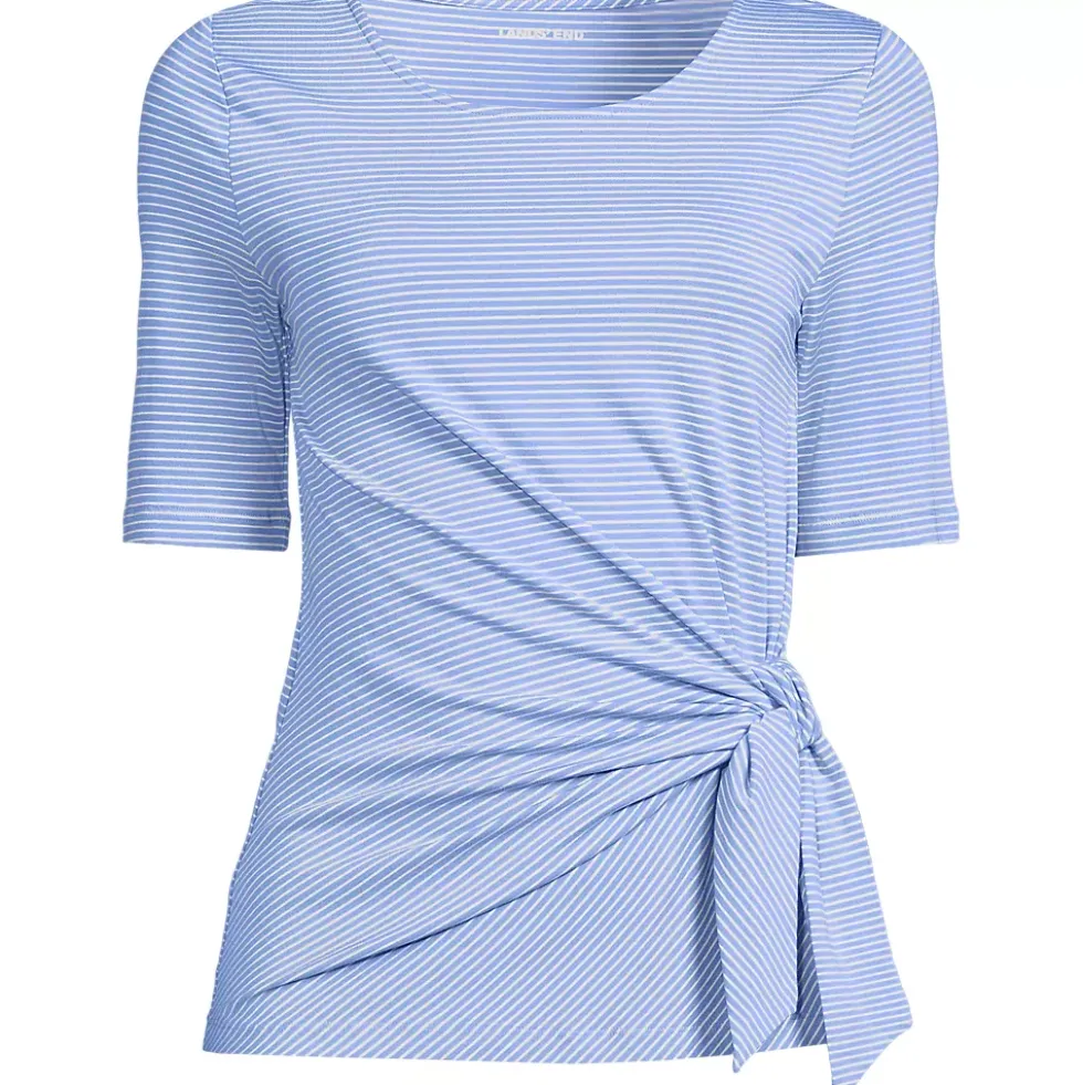 Women's Plus Size Lightweight Jersey Tie Front Top