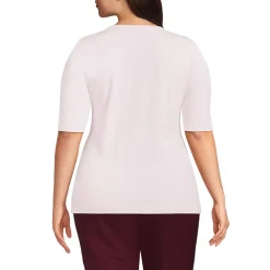Women's Plus Size Lightweight Jersey Skimming Elbow Sleeve Crew Neck T-shirt