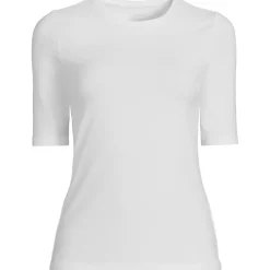 Women's Plus Size Lightweight Jersey Skimming Elbow Sleeve Crew Neck T-shirt