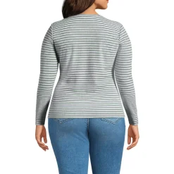 Women's Plus Size Lightweight Waffle Long Sleeve Crew Neck T-Shirt