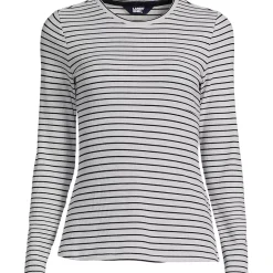 Women's Plus Size Lightweight Waffle Long Sleeve Crew Neck T-Shirt