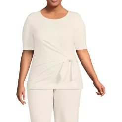 Women's Plus Size Lightweight Jersey Tie Front Top