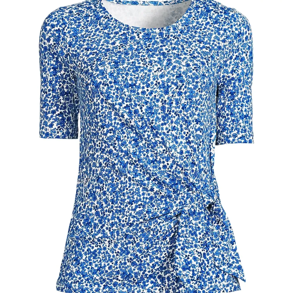 Women's Plus Size Lightweight Jersey Tie Front Top