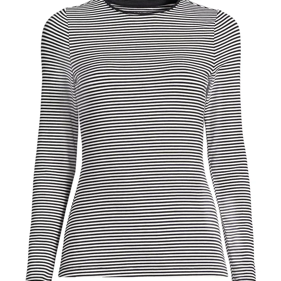 Women's Plus Size Lightweight Jersey Skimming Long Sleeve Crew Neck T-shirt